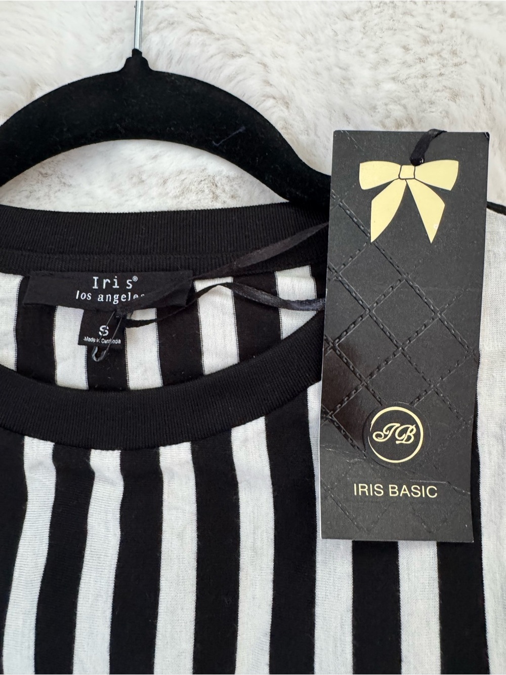 iris Los Angeles Black and White Striped Crewneck Tee - Picture 4 of 6